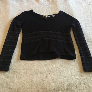 Black Striped Cropped Sweater